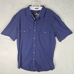 Buttercloth Shirt Mens XLT Blue Icy Cotton Tall Fit Short Sleeve Button Down